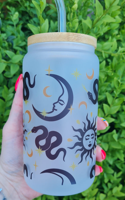 Whimsical Themed 16oz Glass Can