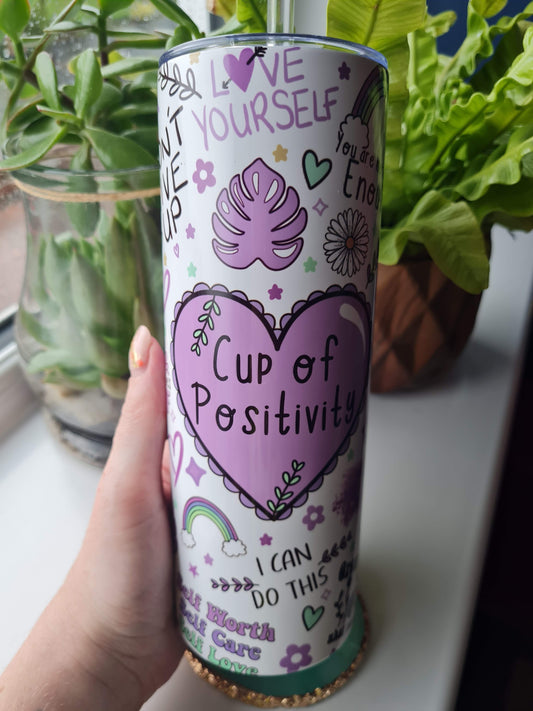 Cup of Positivity 20oz Tumbler with Straw & Lid