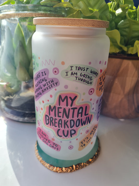 Whoopsie My Mental Breakdown Cup 16oz Frosted Libby Glass Can
