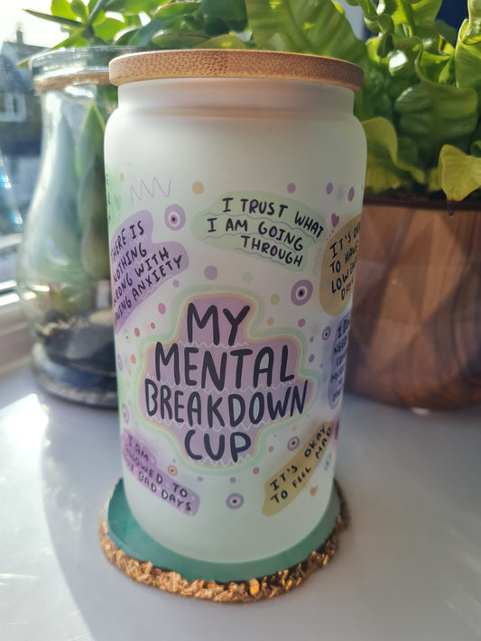 Whoopsie My Mental Breakdown Cup 16oz Frosted Libby Glass Can