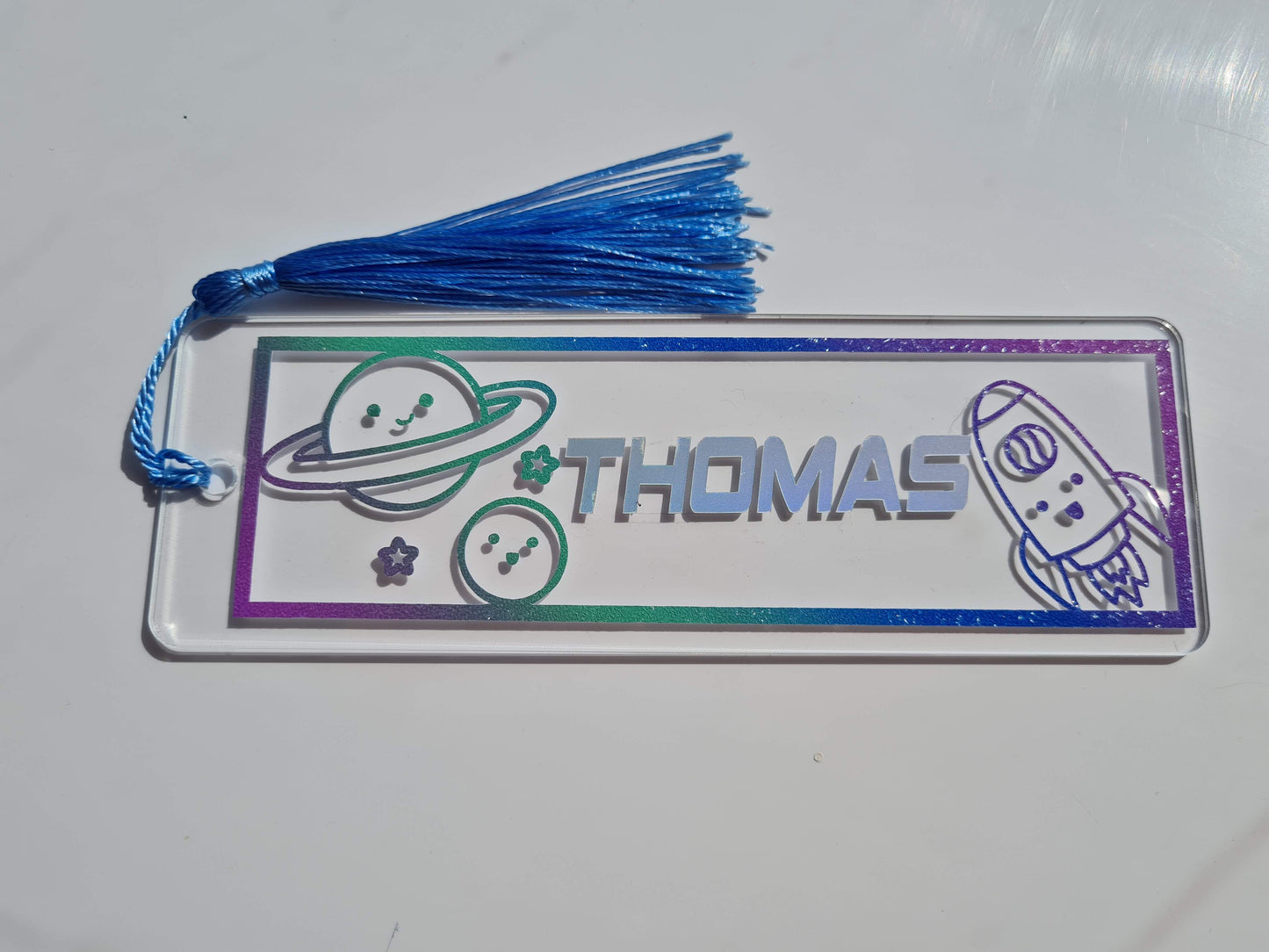 Space Themed Personalised Bookmark