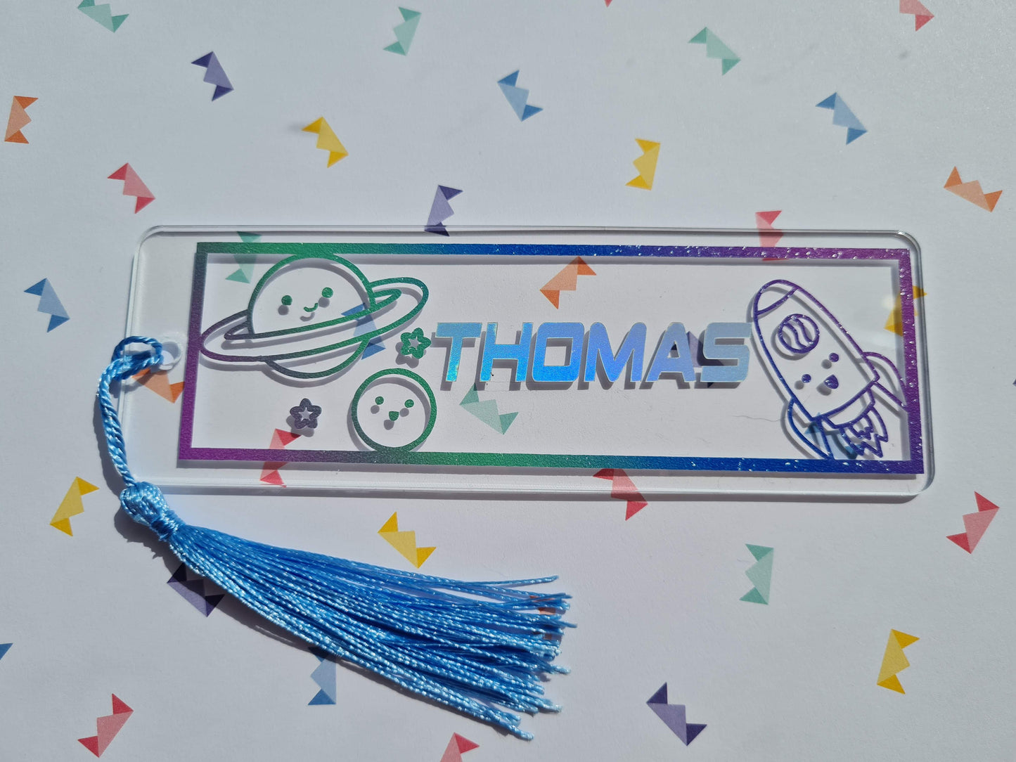 Space Themed Personalised Bookmark