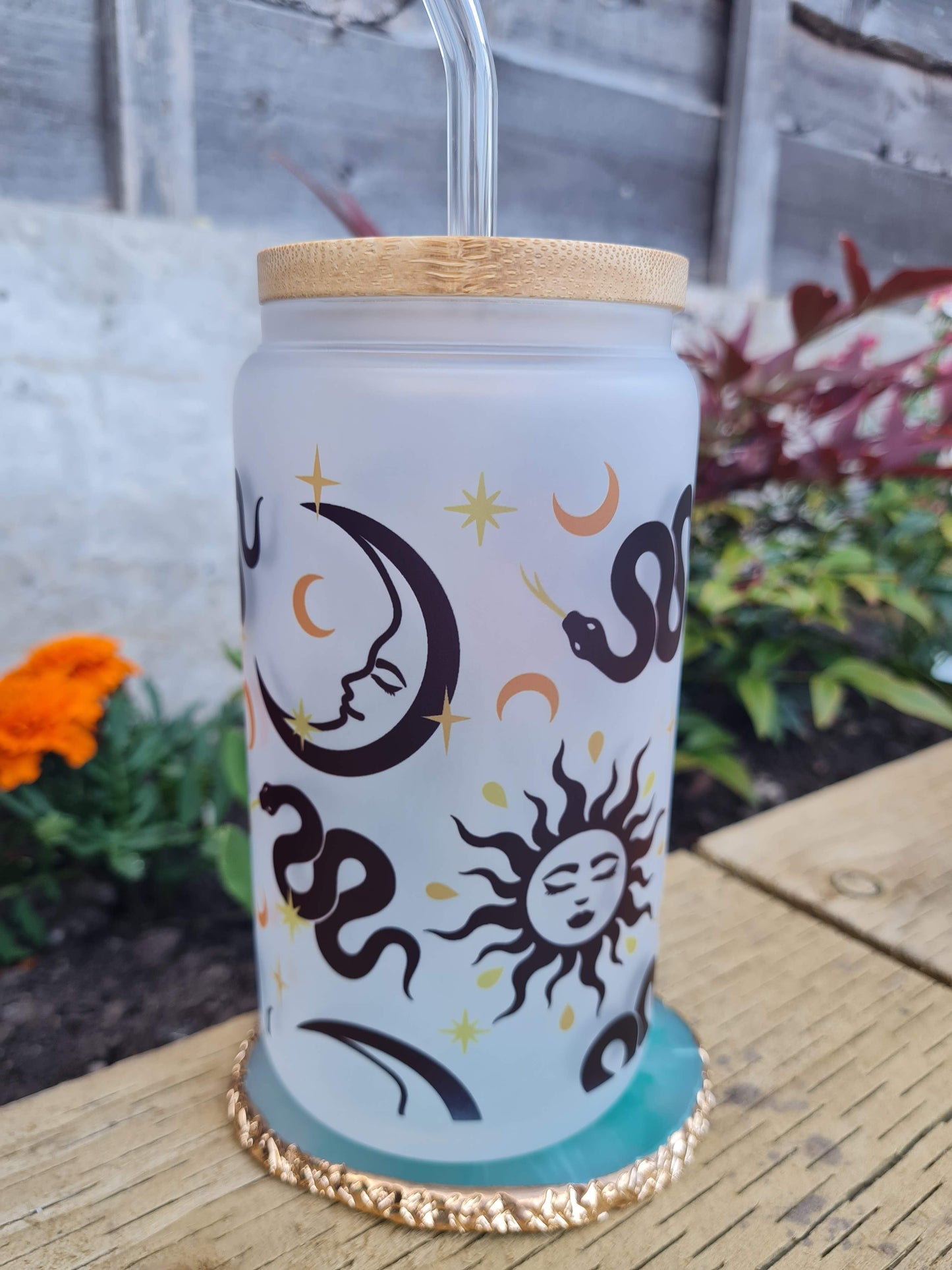 Whimsical Themed 16oz Glass Can