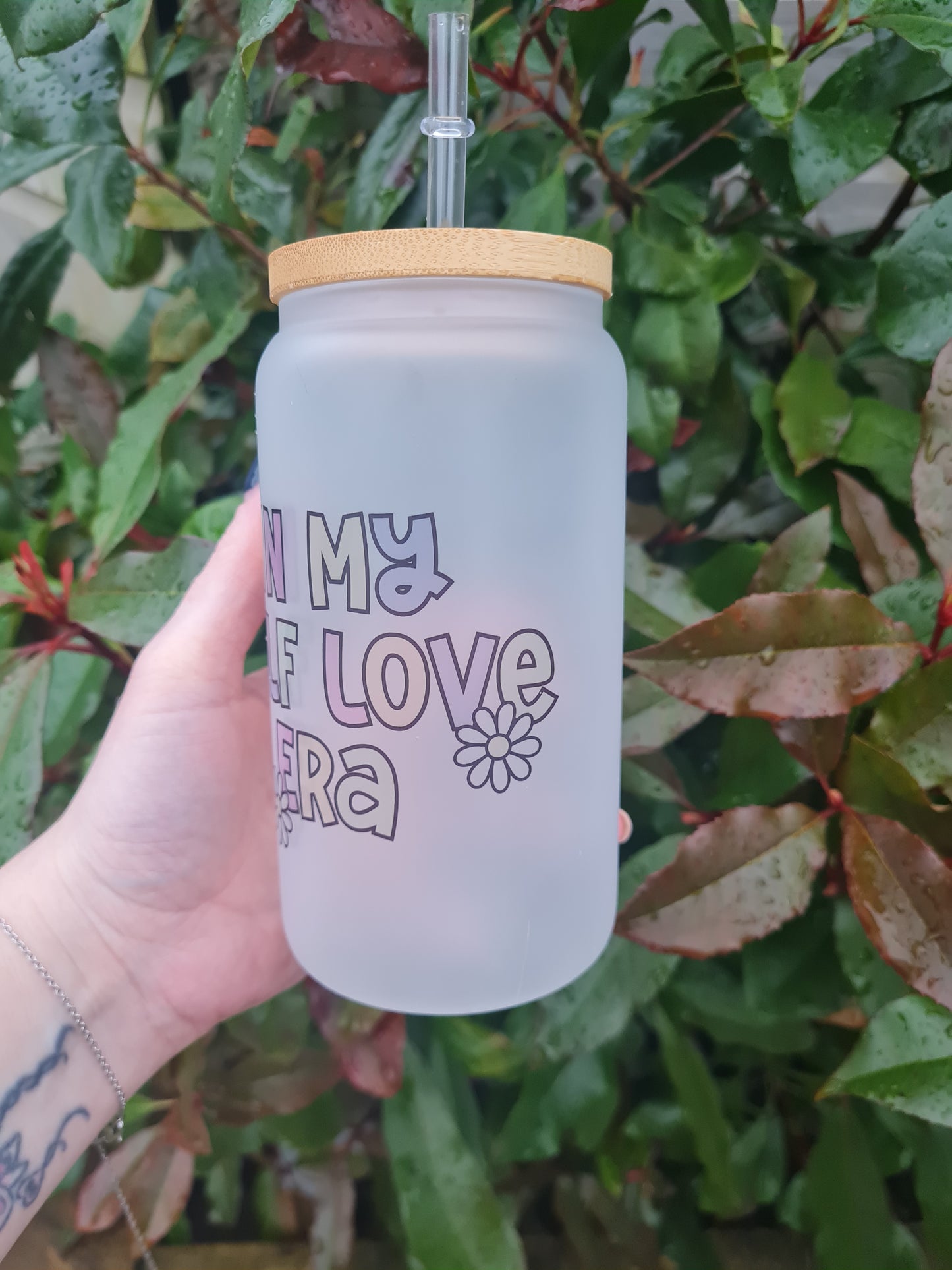 In My Self Love Era 16oz Frosted Glass Can