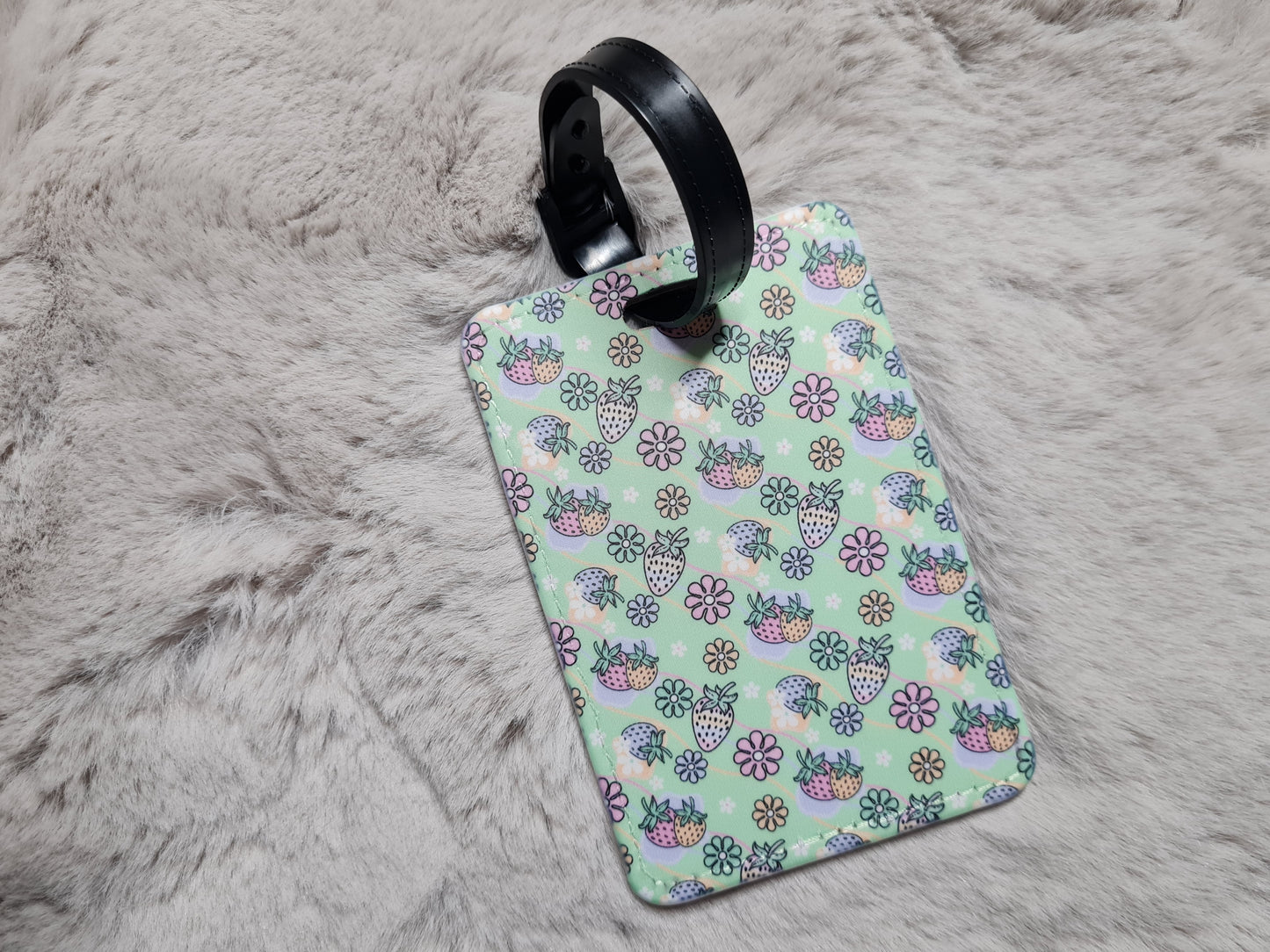 Pastel Strawberries & Daisies Luggage Tag and Passport Cover