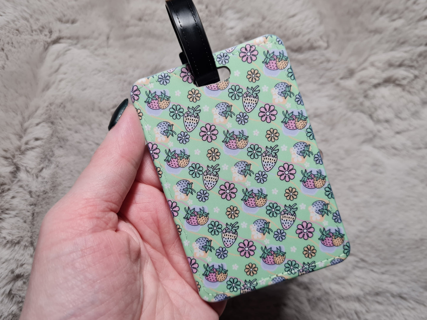 Pastel Strawberries & Daisies Luggage Tag and Passport Cover