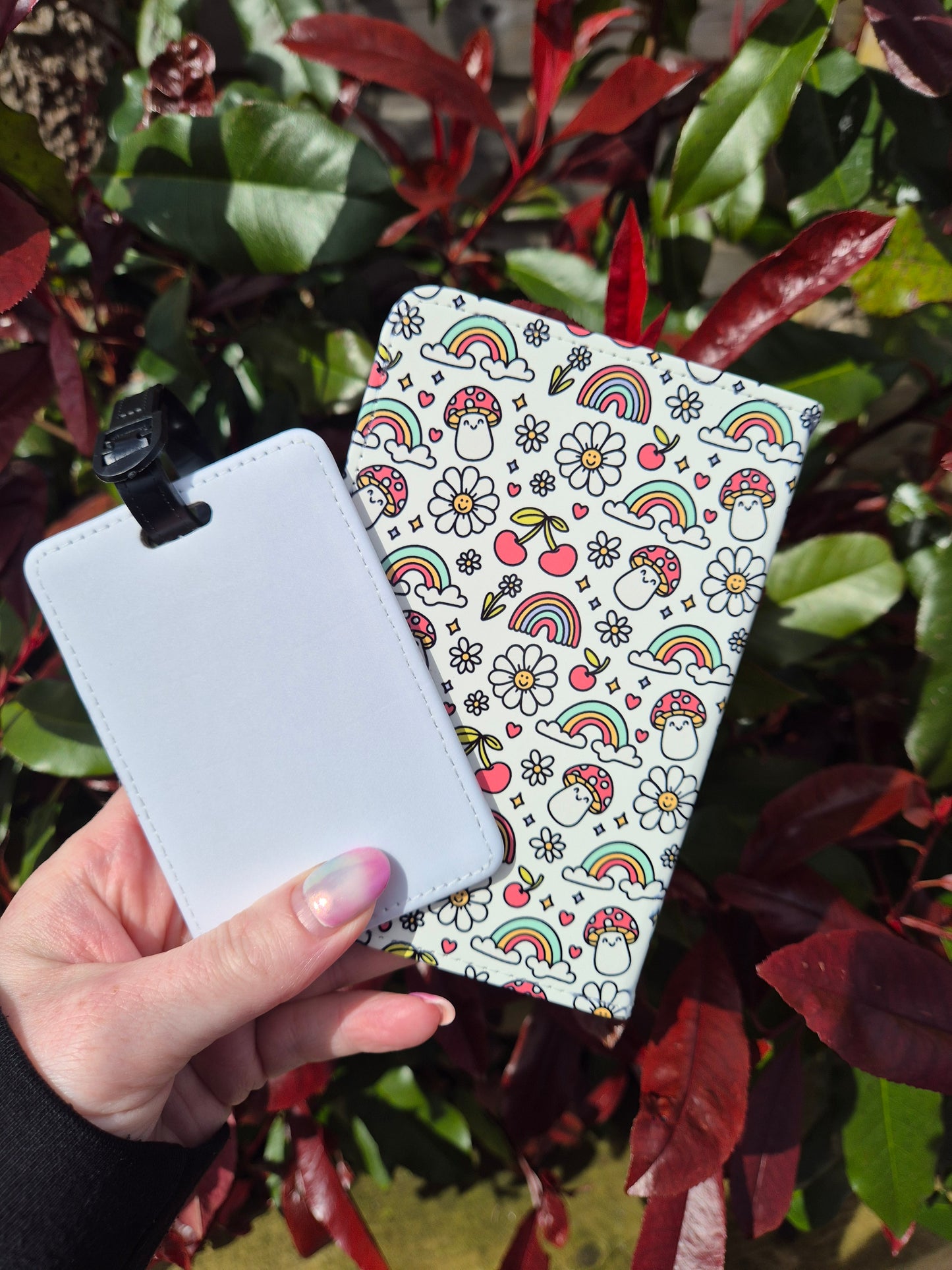 Rainbow & Mushrooms Luggage Tag and Passport Cover