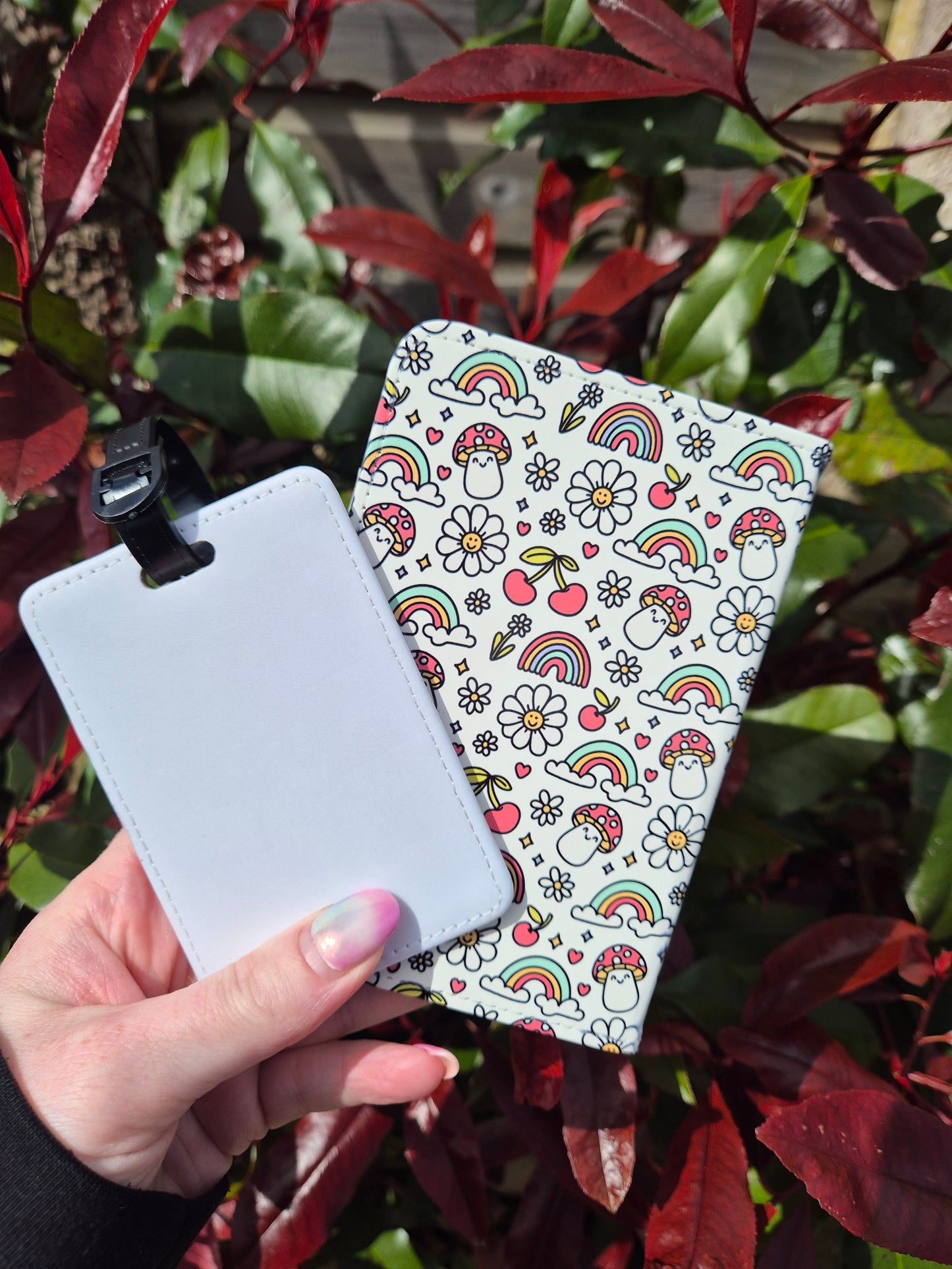 Rainbow & Mushrooms Luggage Tag and Passport Cover