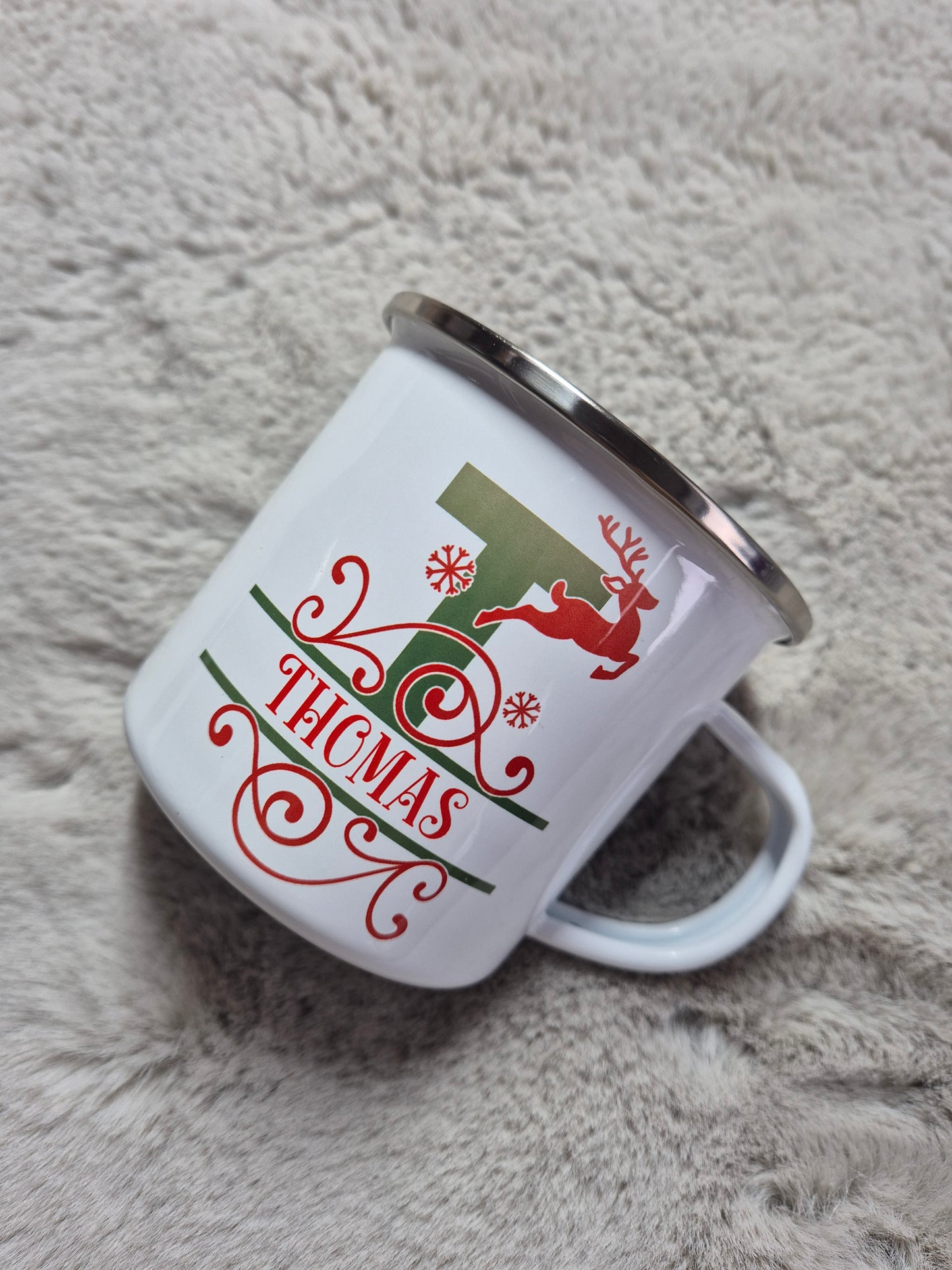 Personalised Christmas Enamel Mugs