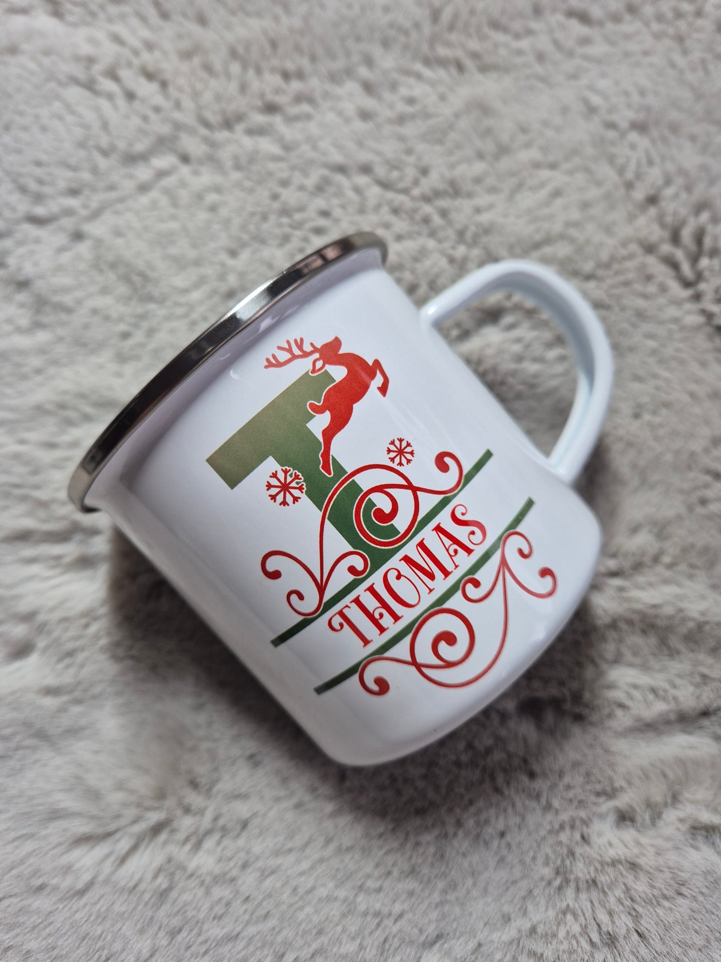 Personalised Christmas Enamel Mugs