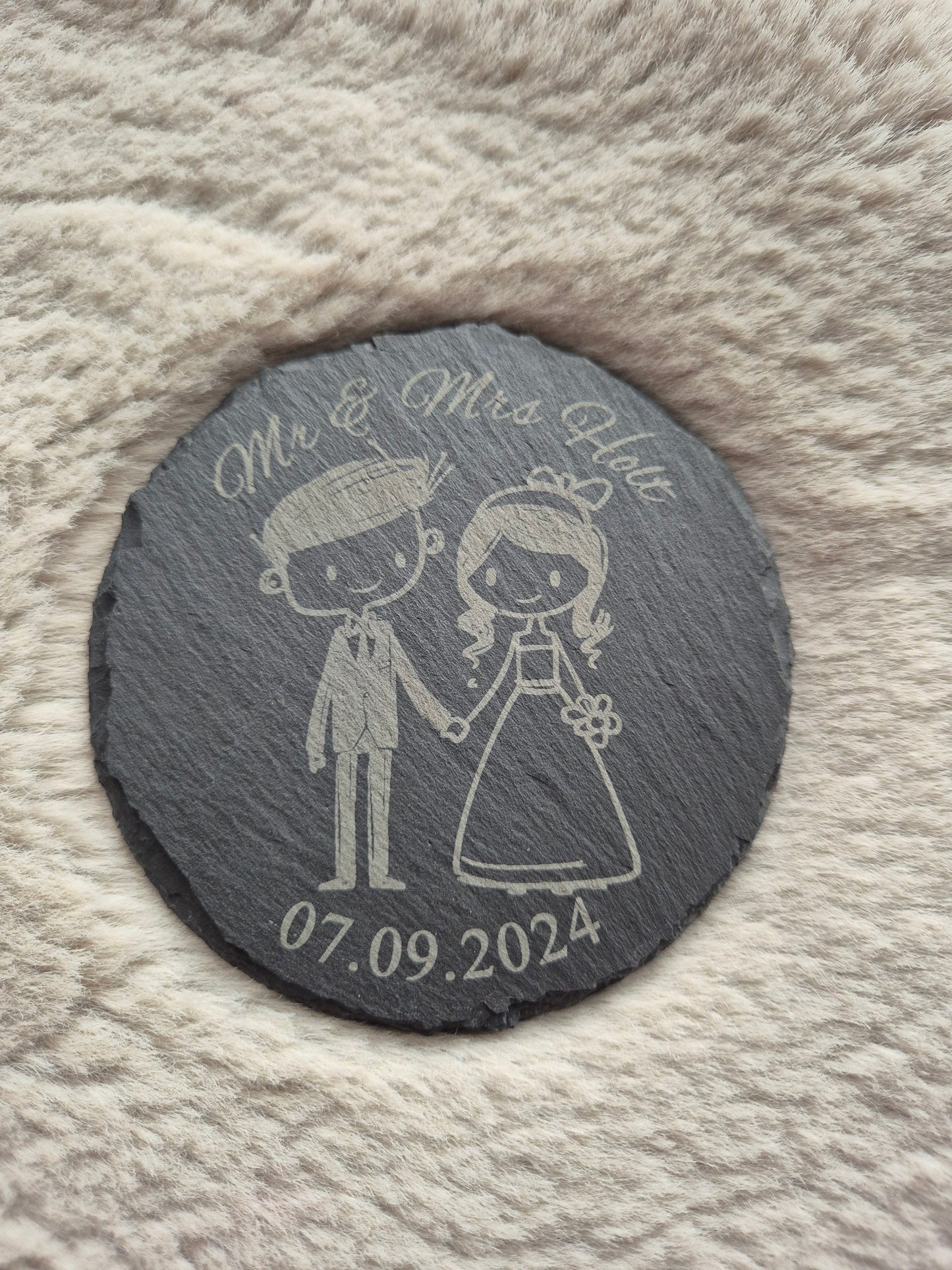 Mr & Mrs Stick Figure Wedding Coasters - Personalised