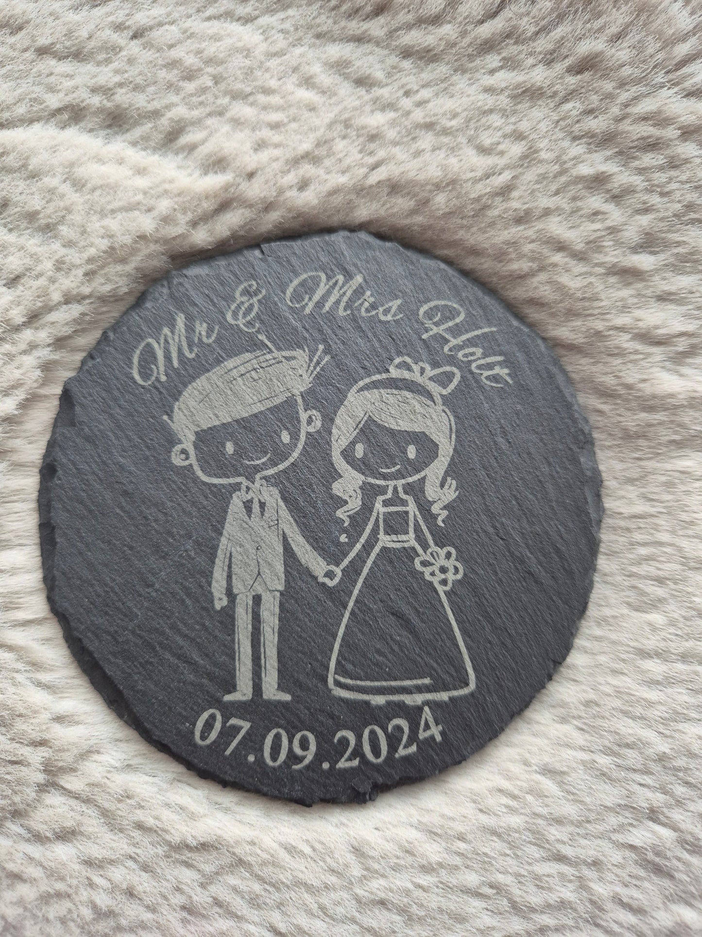 Mr & Mrs Stick Figure Wedding Coasters - Personalised