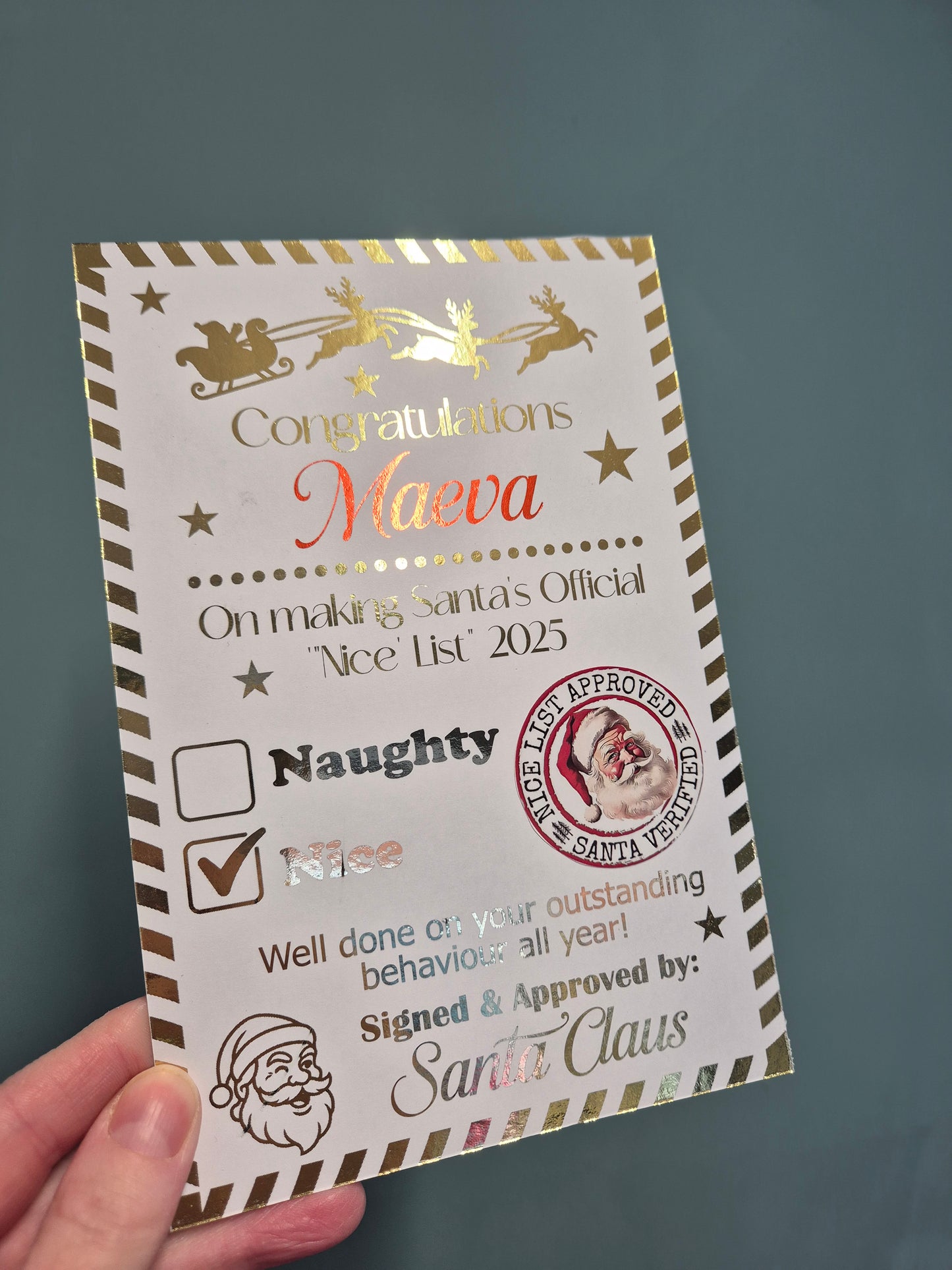 Foiled Santa Certificate