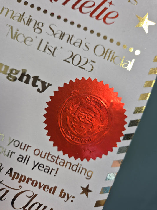 Foiled Santa Certificate