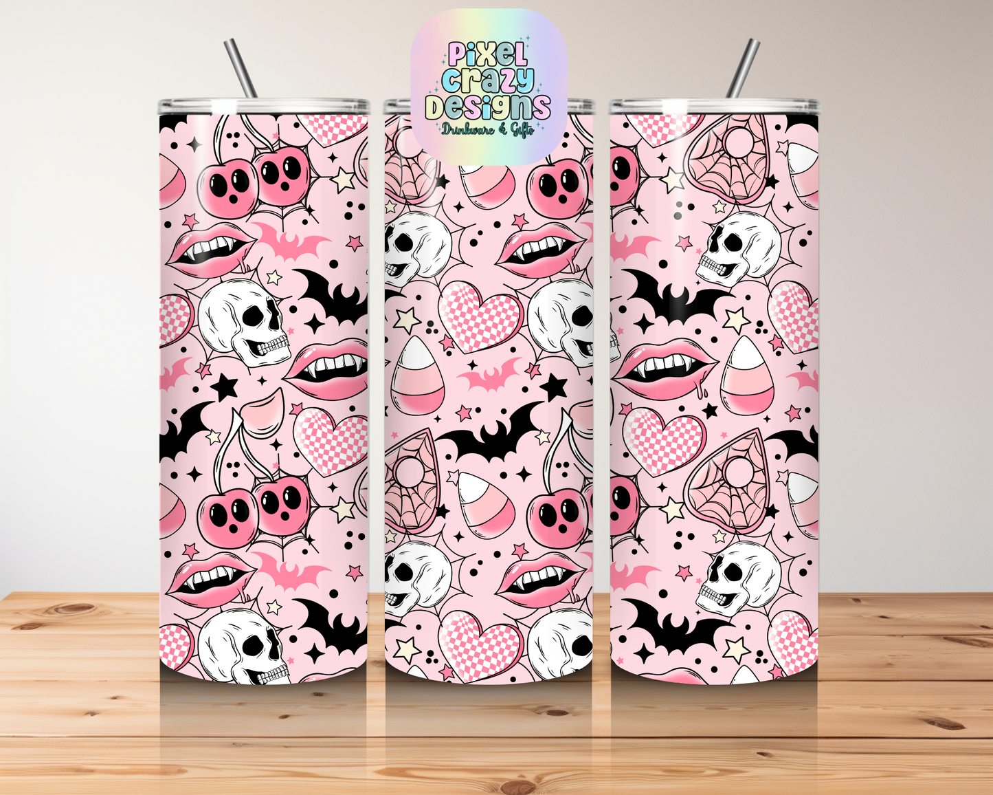 Pink Spooky Doodles 15oz & 20oz Tumbler