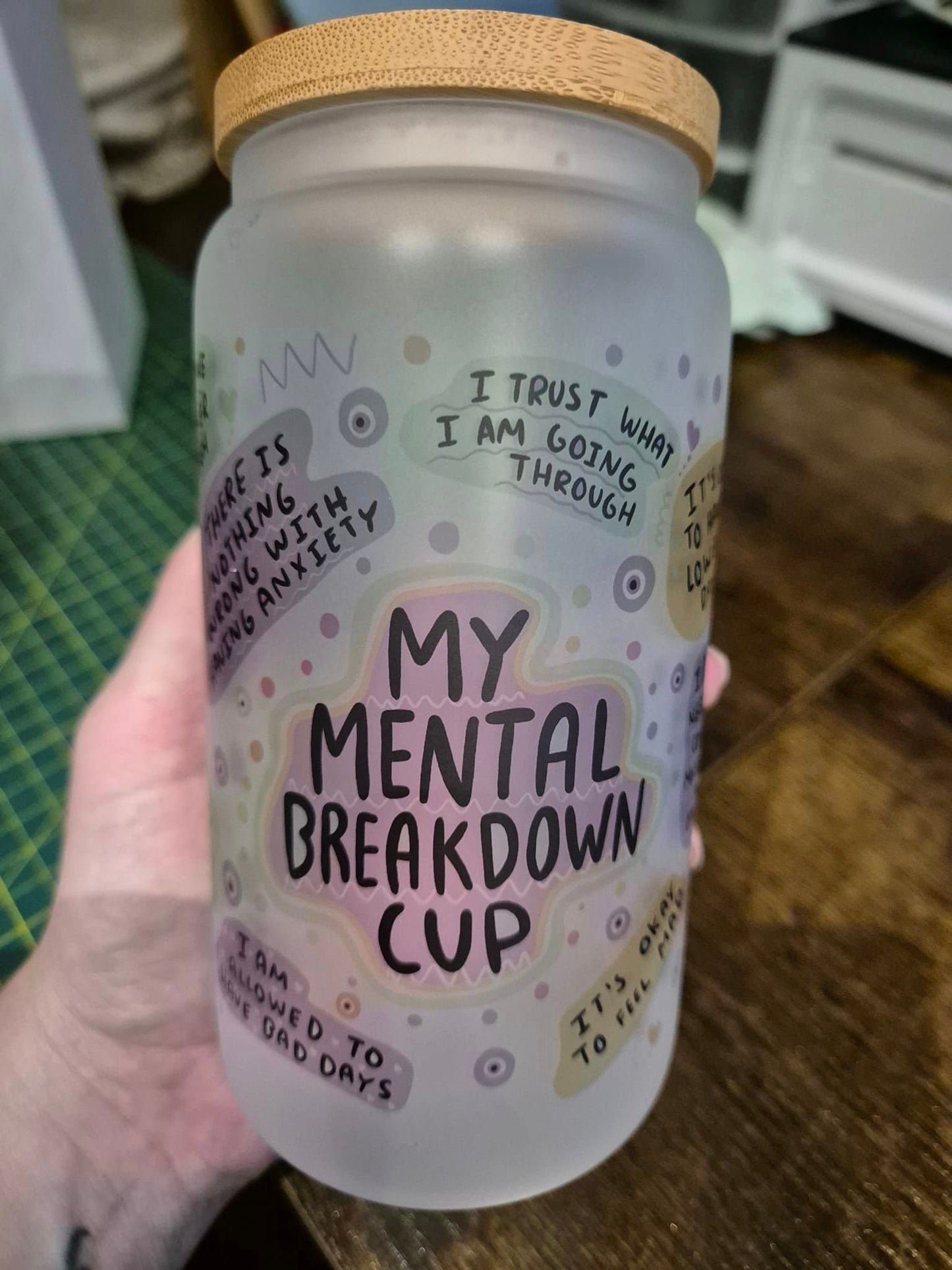 Whoopsie My Mental Breakdown Cup 16oz Frosted Libby Glass Can - 1