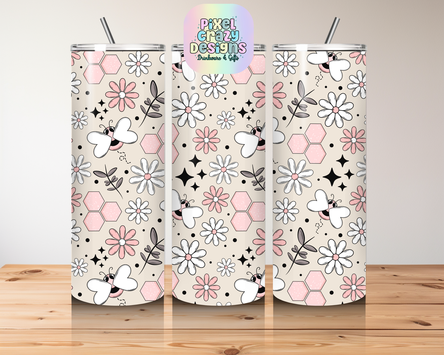 Pink Bees 15oz & 20oz Tumbler