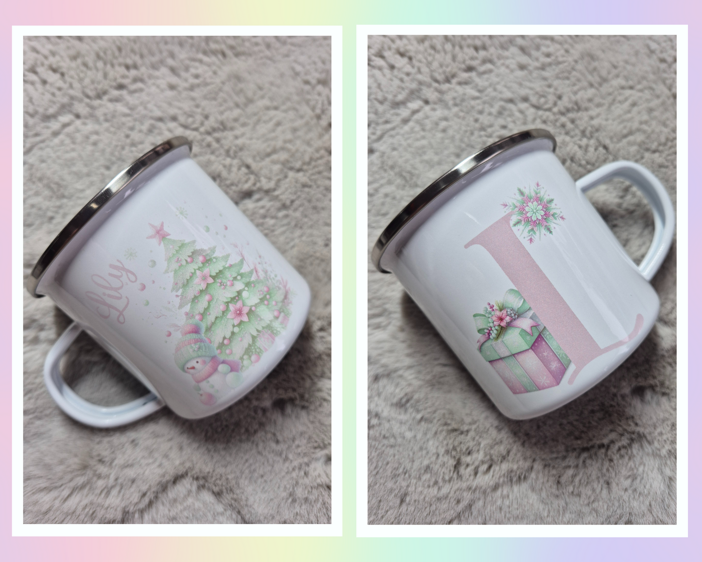 Personalised Christmas Enamel Mugs