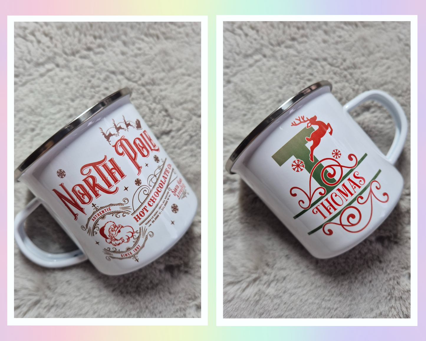 Personalised Christmas Enamel Mugs